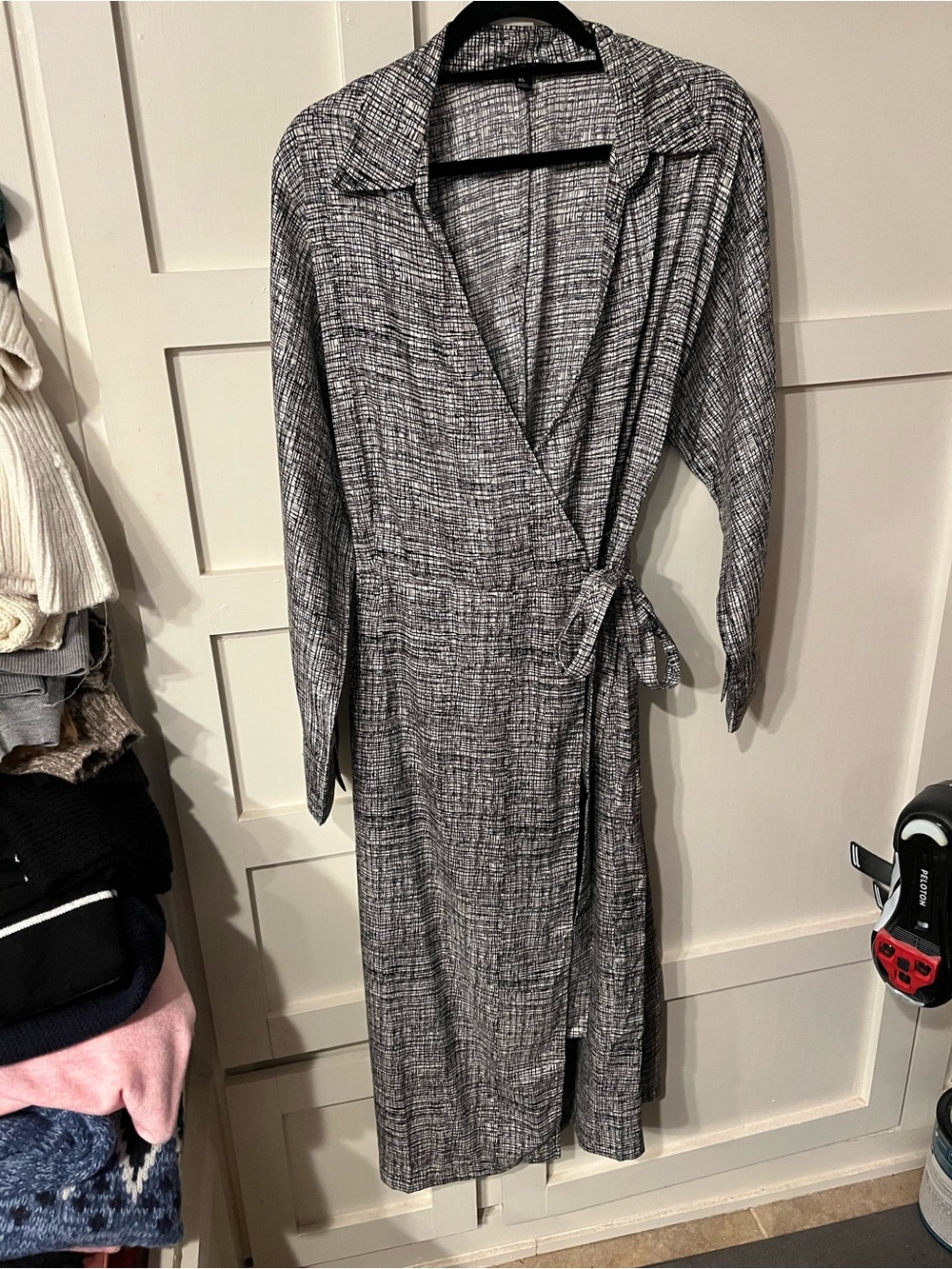 EUC.  Gray Textured Wrap Dress